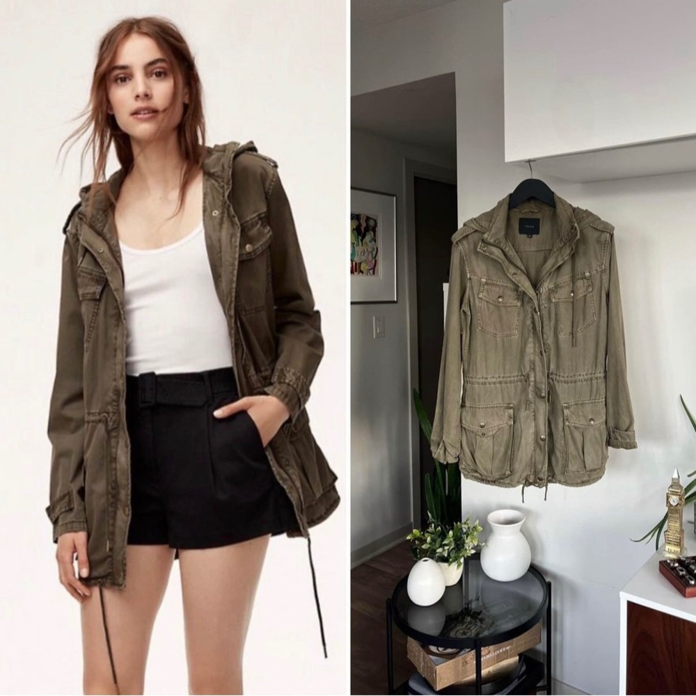 Aritzia Talula Trooper Olive Green Casual Relaxed Oversized Jacket Sz XS